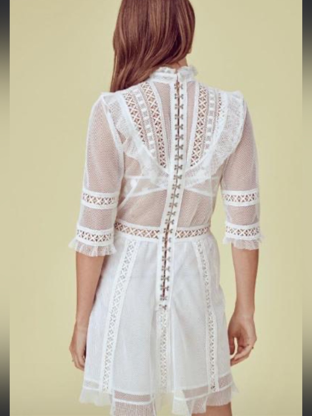 NWT For Love & Lemons Victorian Tulle Mini Dress in White Edwardian Small - Picture 2 of 8